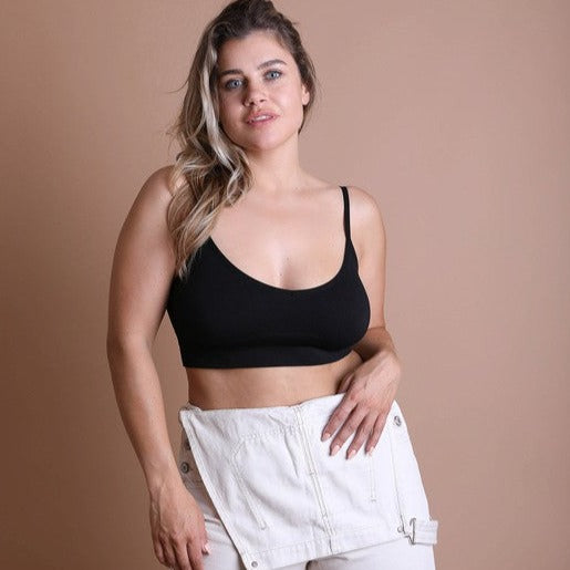 The Plus Size Low Back Seamless Bralette with adjustable straps can be worn all day and night. The soft fibers of this fabric offers the perfect amount of support and comfort to wear all day long.