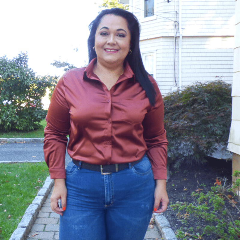 This Button Down Plus Size Top is a closet essential featuring lightweight material, a button down front with a collared neckline, long loose sleeves, an accent chest pocket.