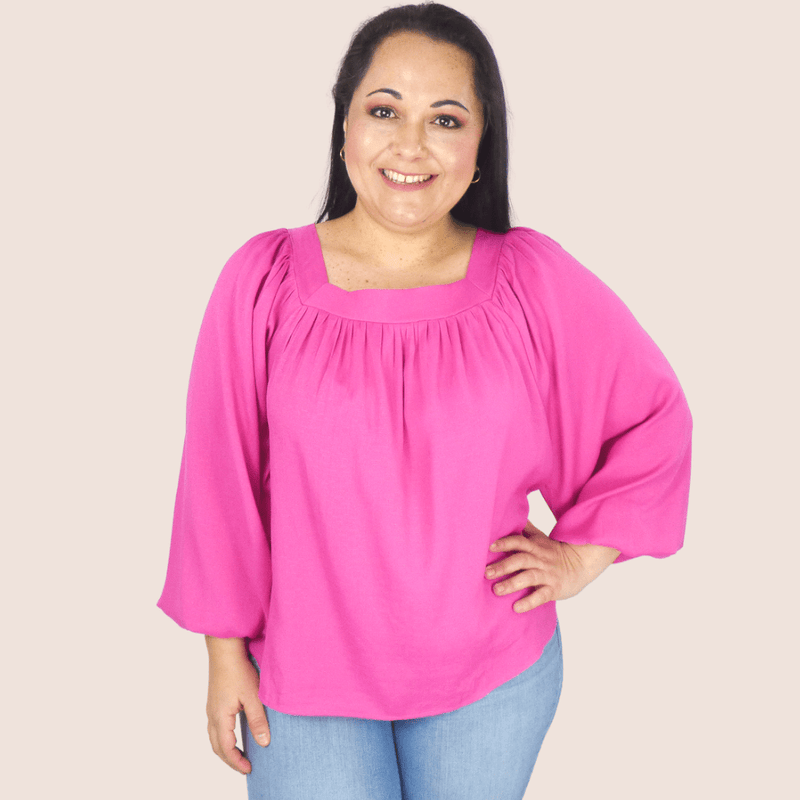 Give yourself romantic and feminine flairs with this charming babydoll plus size top. It features a square neckline, it features long sleeves, and a back tie detail.