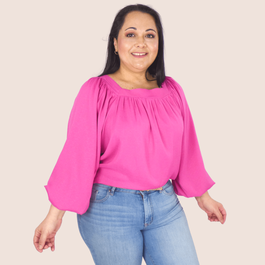 Give yourself romantic and feminine flairs with this charming babydoll plus size top. It features a square neckline, it features long sleeves, and a back tie detail.