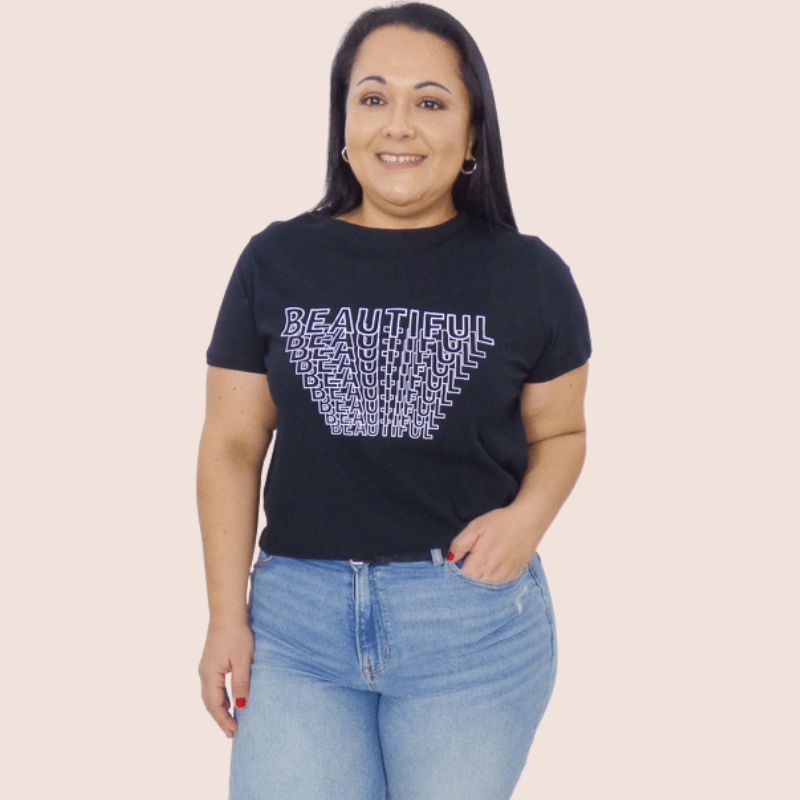 This "Beautiful" Graphic Plus Size T-Shirt has a relaxed fit and is made out of 100% cotton. Great alone or under a jacket.