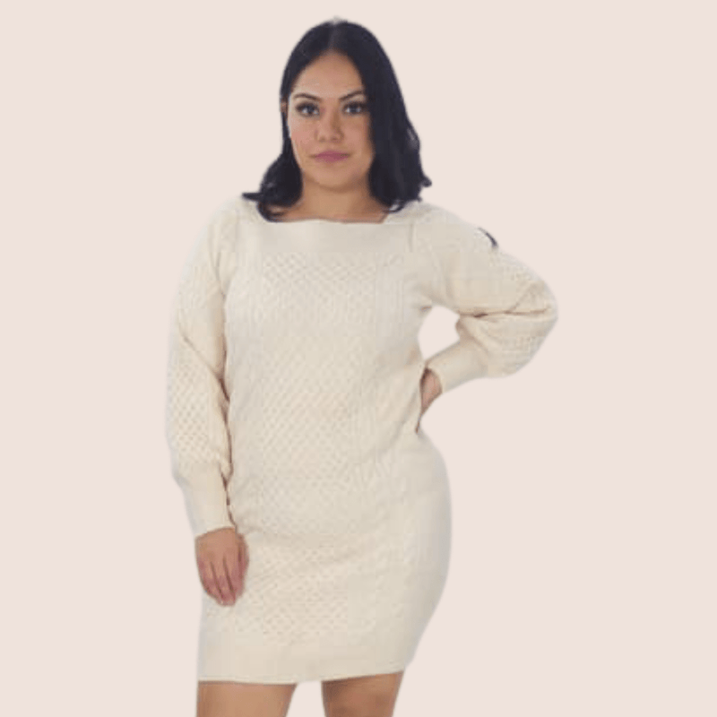 This comfortable 70's inspired dress hugs, moves and stretches with your body. The square neckline is flattering to most figures, and the balloon sleeves add a little extra warmth.