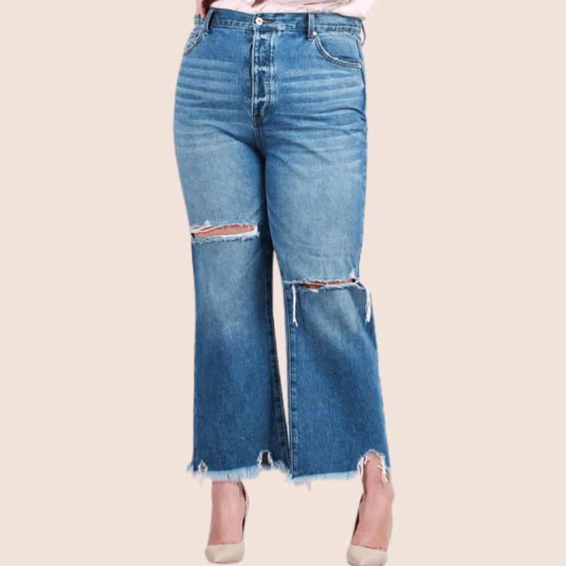 The Harper Plus Size High Waist Straight Leg Jeans feature a 5-pocket styling, high rise, and button fly closure. These jeans are designed with a straight leg and medium light wash to give you a timeless look that you can wear again and again.