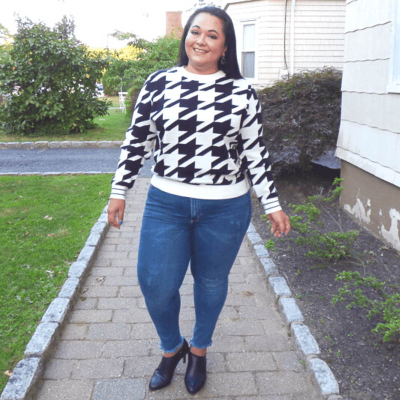 The Herringbone Plus Size Crewneck Sweater is made from ultra soft fabric that is high stretch, non sheer and runs true to size.