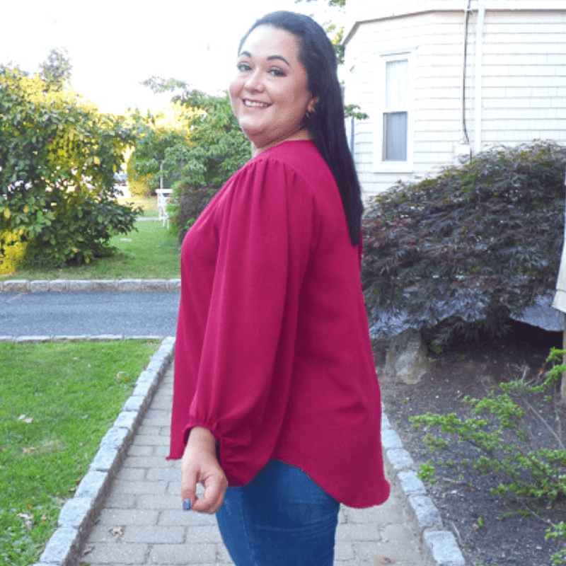 This classic & comfy plus size top is just what you are needing in your closet. It features long balloon sleeves, a super soft fabric, and an overlapping v-neck neckline.