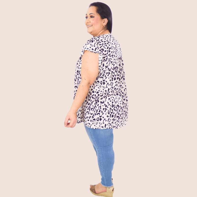 Make a statement in this classic Leopard Embroidered Plus Size Babydoll Top. The stitched embroidery on the front gives it subtle detail