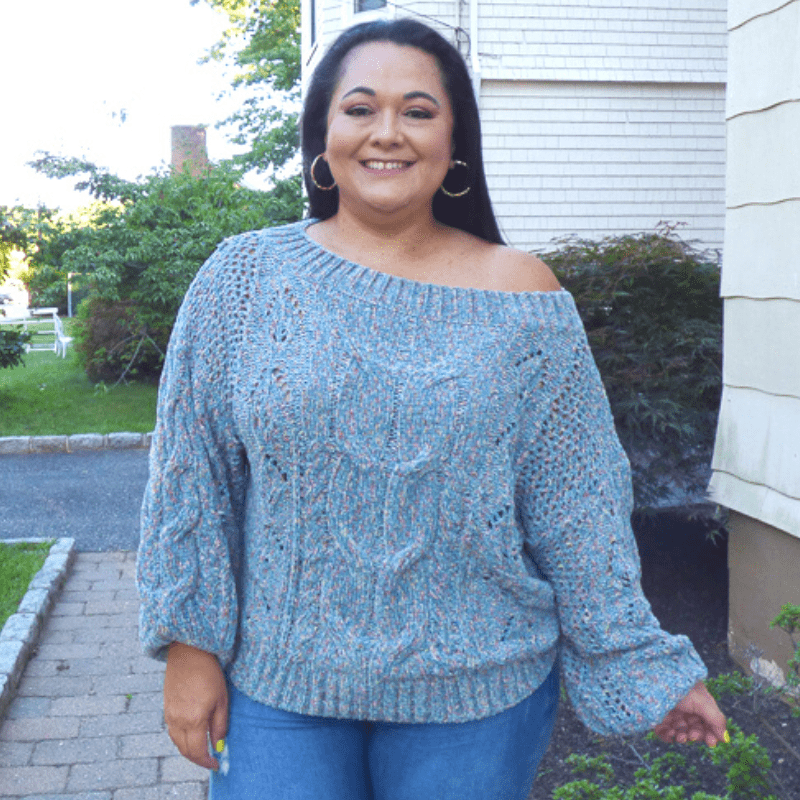 This transitional Off Shoulder Long Sleeve Knit Plus Size Top will have you feeling cozy whatever the temperature is.