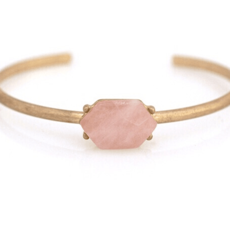 This beautiful cuff is perfect for adding some pink to your outfit. Featuring a semi precious stone, it's sure to be the highlight of any ensemble!