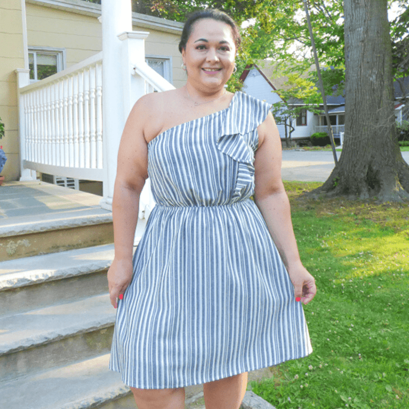 You're going to feel like a goddess in this Plus Size Shoulder Ruffle Dress. The gorgeous stripes will make you stand out wherever you go. Wear it for any event from weddings to family gatherings.