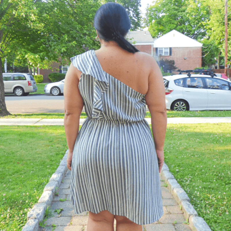 You're going to feel like a goddess in this Plus Size Shoulder Ruffle Dress. The gorgeous stripes will make you stand out wherever you go. Wear it for any event from weddings to family gatherings.