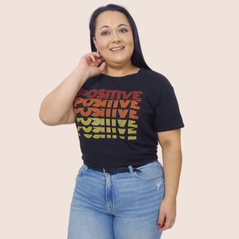 Our "Positive" Graphic Plus Size T-Shirt will give you just the right amount of motivation to look on the bright side on those days were you're feeling blue.