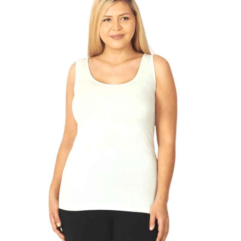 Plus Size Tank Top is perfect for layering or to add a little bit of support where you need it most. It is made with high-stretch fabric that will hug your curves.
