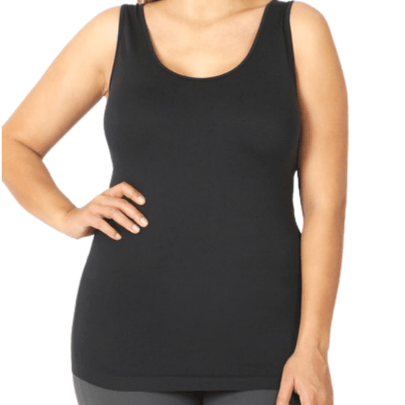Plus Size Tank Top is perfect for layering or to add a little bit of support where you need it most. It is made with high-stretch fabric that will hug your curves.
