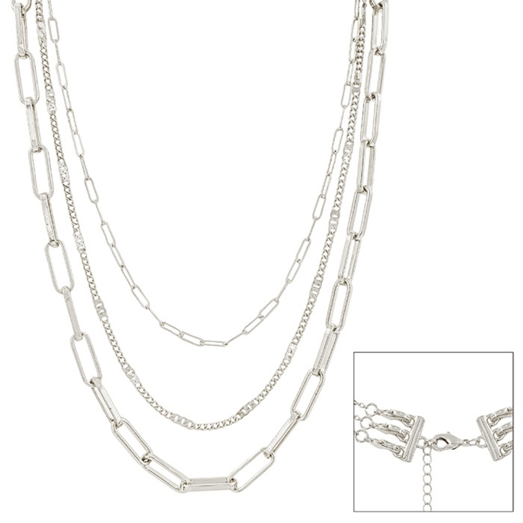 This Gold Paperclip Three Layered 16"-20" Multi-Function Necklace is sure to be a great addition to your jewelry wardrobe.